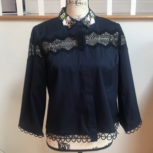 Elie Tahari! Embellished collar blouse